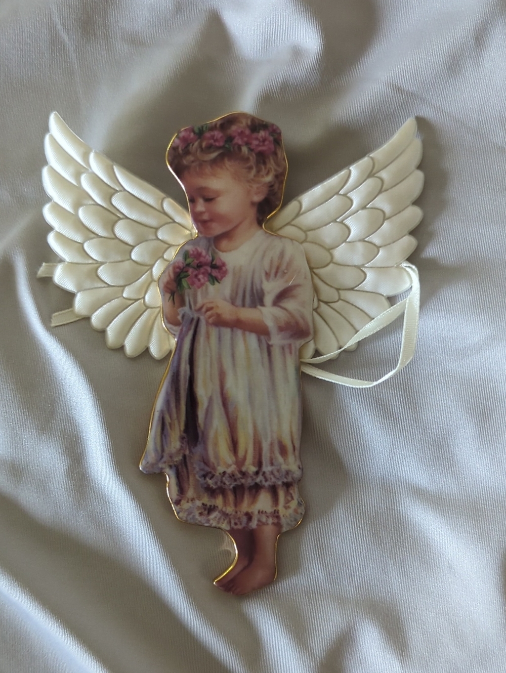 The Bradford Exchange White and Pink Garden Miracle Angel Ornament